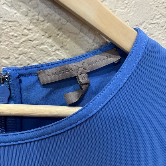 Halston Heritage Blue Illusion Stripe Fit & Flare Dress Size 6 - Picture 7 of 10